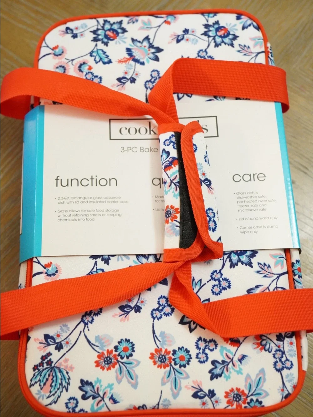 Floral 3-Piece Bake Set with Orange Trim
